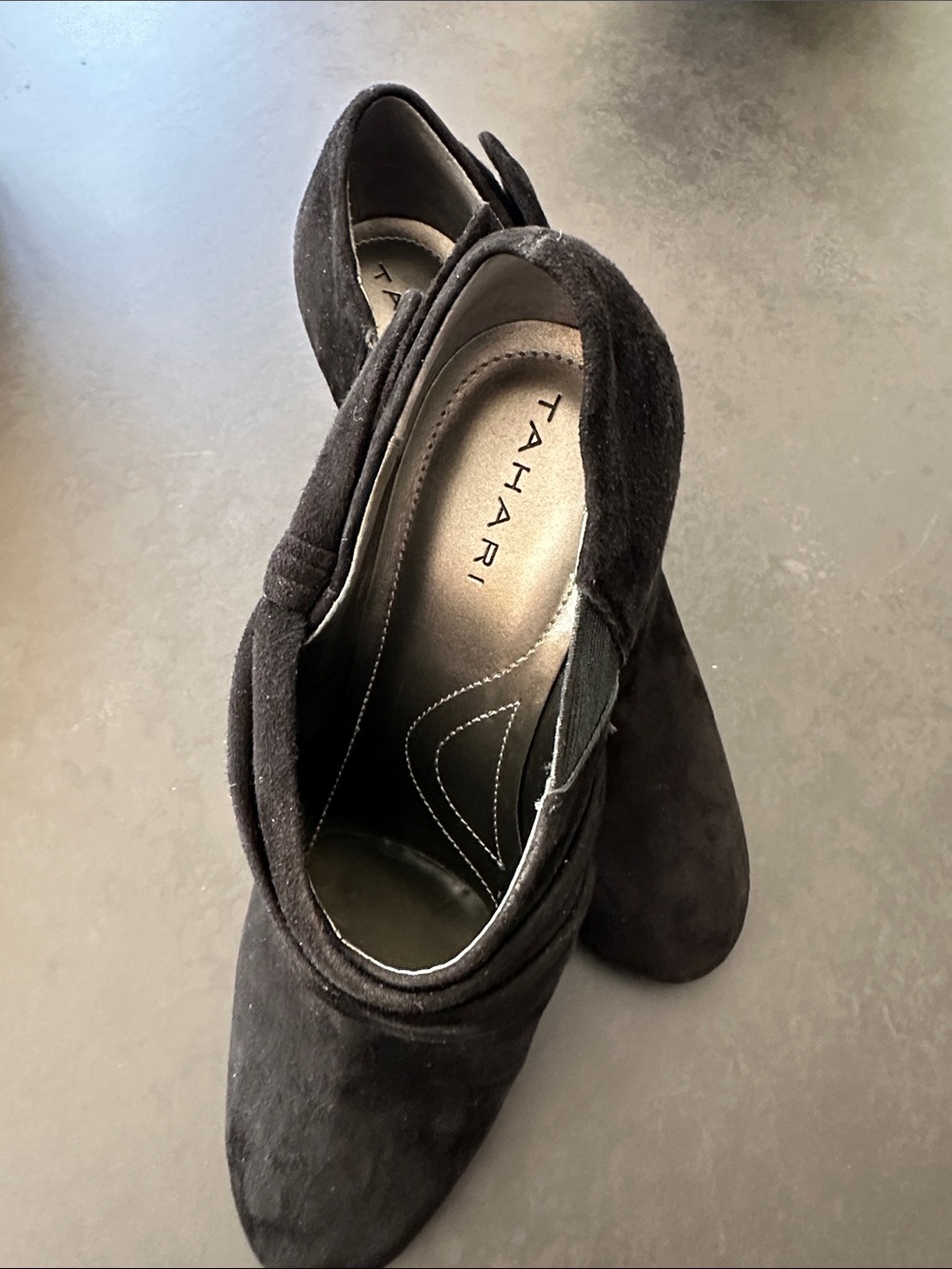 NEW with original box! Tahari Black Suede Ankle Booties